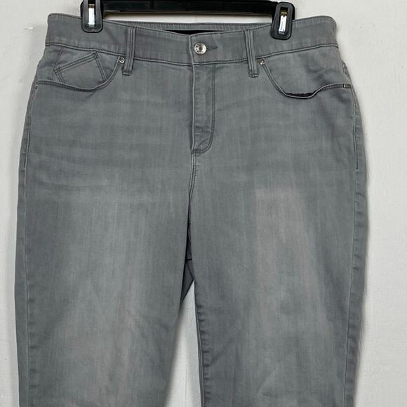 Chico’s Gray Cotton Stretch Slim Leg Jeans Size 10 - Picture 2 of 11